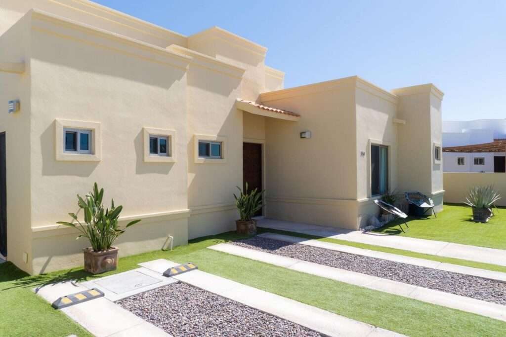 La Paz Portobello Located within the gated, 24/7 guarded community of Portobello, this beautifully maintained 3-bedroom, 3.5-bath home offers the perfect combination of comfort, efficiency, and convenience. Situated on a rare double lot, the fully walled and fenced property provides exceptional privacy with ample room to add a custom pool while still enjoying generous outdoor living space.Designed for easy Baja living, the home is being offered furnished , making it an ideal full-time residence, vacation home, or investment property. The well-appointed kitchen includes a stove and oven, refrigerator, microwave, countertop dishwasher, and air fryer, while two televisions are also included. Each of the three spacious bedrooms features its own ensuite bathroom, complemented by a convenient powder room for guests. Additional upgrades include whole-home water filtration, a water softener, and a rooftop terrace with beautiful mountain – 550 benevento via, La Paz, BS