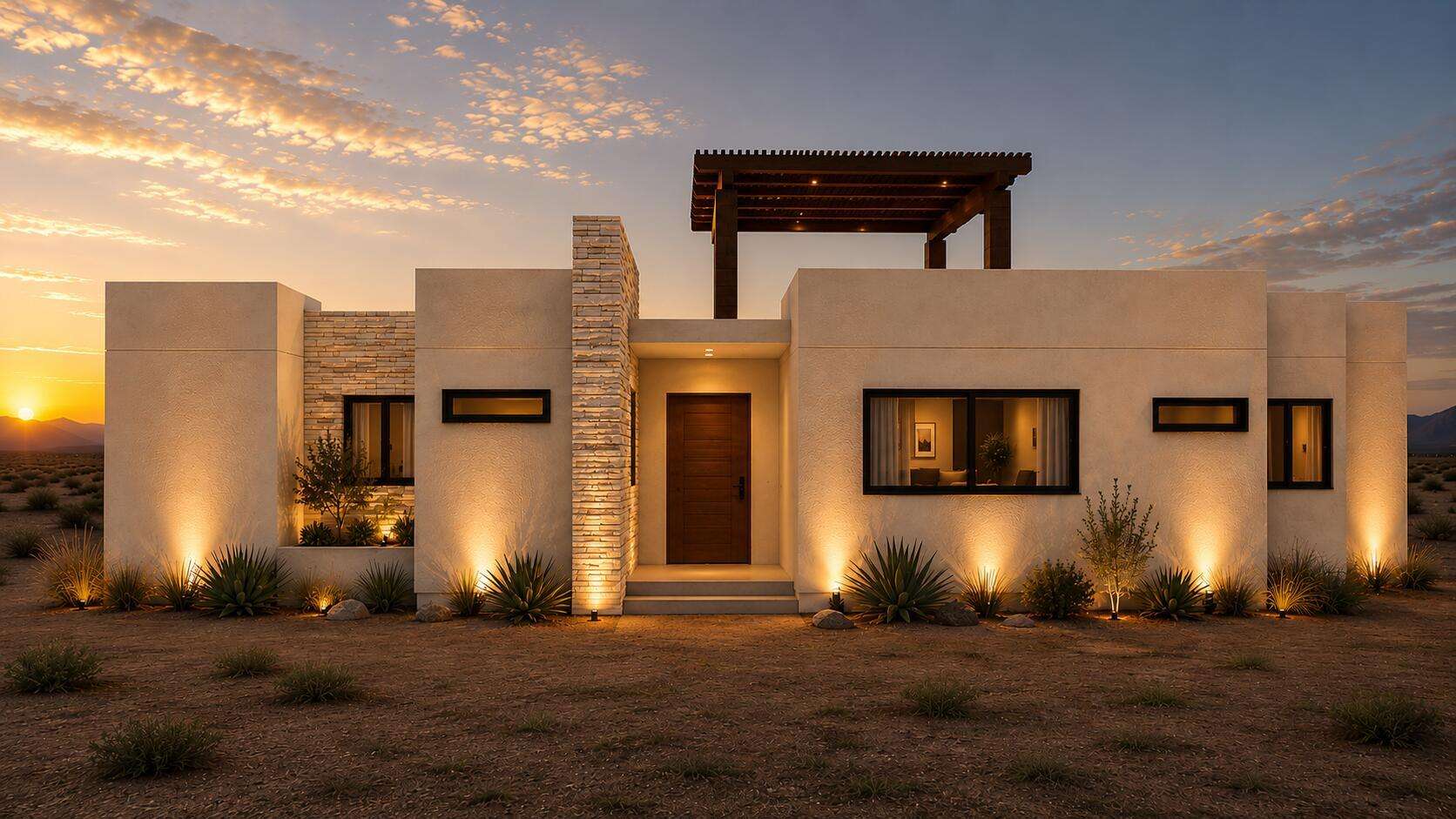 La Paz Villas Del Centenario Located in the hills of El Centenario within the gated community of Villas del Centenario, this thoughtfully designed 2BR/2BA residence offers 141.75 mÂ² (1,525.78 ftÂ²) of interior living space, complemented by 36.72 mÂ² (395.25 ftÂ²) of covered outdoor areas, for a total of 178.47 mÂ² (1,921.03 ftÂ²) of covered construction. The property also includes 39.55 mÂ² (425.71 ftÂ²) of uncovered exterior areas, including terraces and landscaped planter areas, plus a 26.20 mÂ² pergola, all designed to embrace Baja's indoor-outdoor lifestyle. This modern desert home features an open-concept layout with 10-foot ceilings, abundant natural light and seamless flow between the living, dining and kitchen areas. The kitchen includes stained alder wood cabinetry, quartz countertops (with optional quartzite upgrade) and a large center island.The primary suite offers a walk-in closet, dual marble vanities and a spacious walk-in shower with ceramic tile finishes. Additional features include ceramic tile flooring throughout, smooth gypsum-finished walls and ceilings, mini-split air conditioning, ceiling fans, silver-tone plumbing fixtures and a dedicated laundry area.Exterior finishes include stucco walls with owner-selected paint colors, natural stacked stone accents, ceramic tile terraces, polished concrete planter details, a BBQ area and a steel-beam pergola with flat-bar detailing.The listed price includes the lot and base home only. Optional upgrades are available at an additional cost, including a 10 ft x 15 ft pool, 10 ft x 20 ft pool, 10 ft x 21 ft pool and spa package, 1-car or 2-car garages, and a garage with casita option. Estimated construction time is approximately 9-12 months. – Villas del Centenario, La Paz, BS